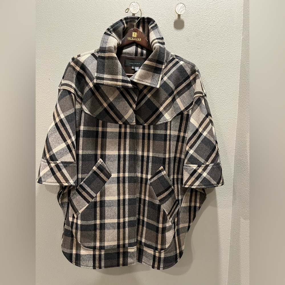 Zara Plaid Oversized Wool Cape